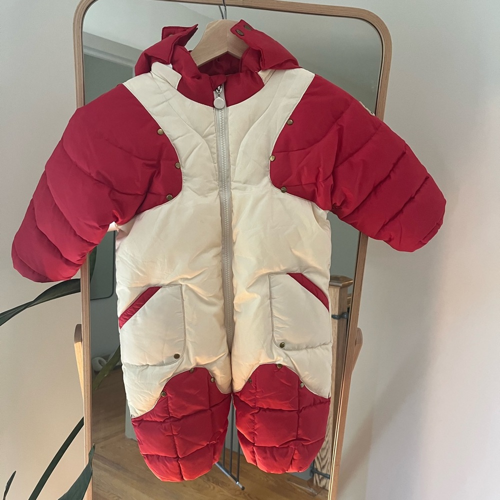 Red and White Moncler Toddler Snowsuit Size XL (similar to 18-24mo)